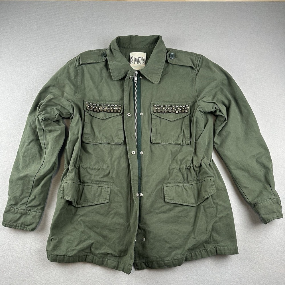 BB Dakota Women's Olive Green Studded Military Utility‎ Size Medium Jacket